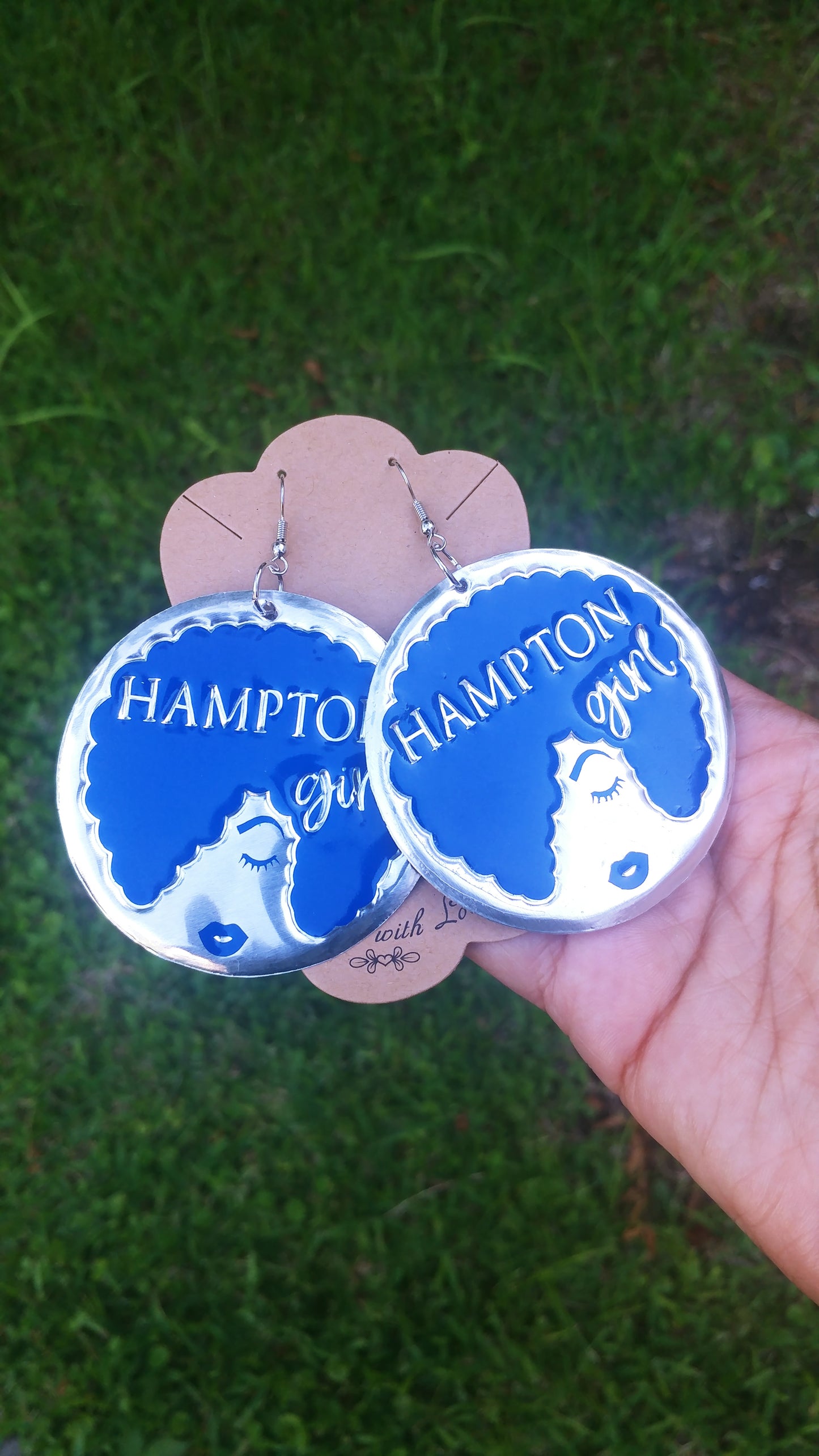 Hampton Girl Afro Statement Earrings - HBCU | Aluminum | Embossment