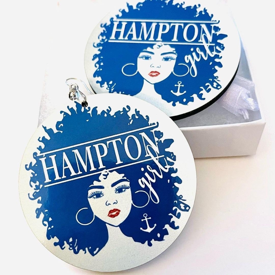 Hampton Girl w/Afro HU Homecoming Earrings - School Spirit, HBCU Jewelry