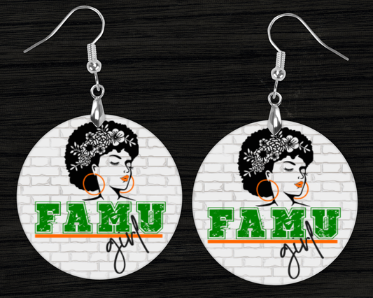 FAMU Afro Girl Earrings - Handcrafted Jewelry | HBCU | Gift for Her