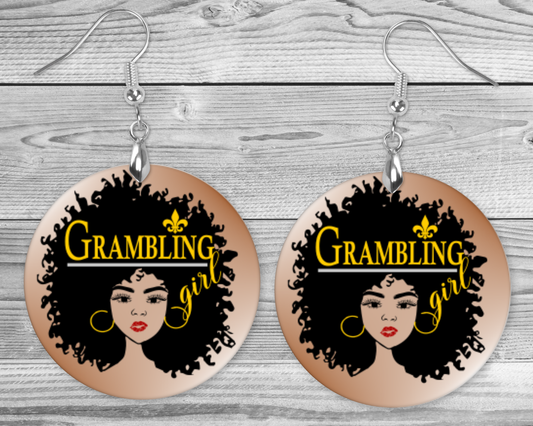 Grambling State Afro Girl Earrings - Louisiana Jewelry