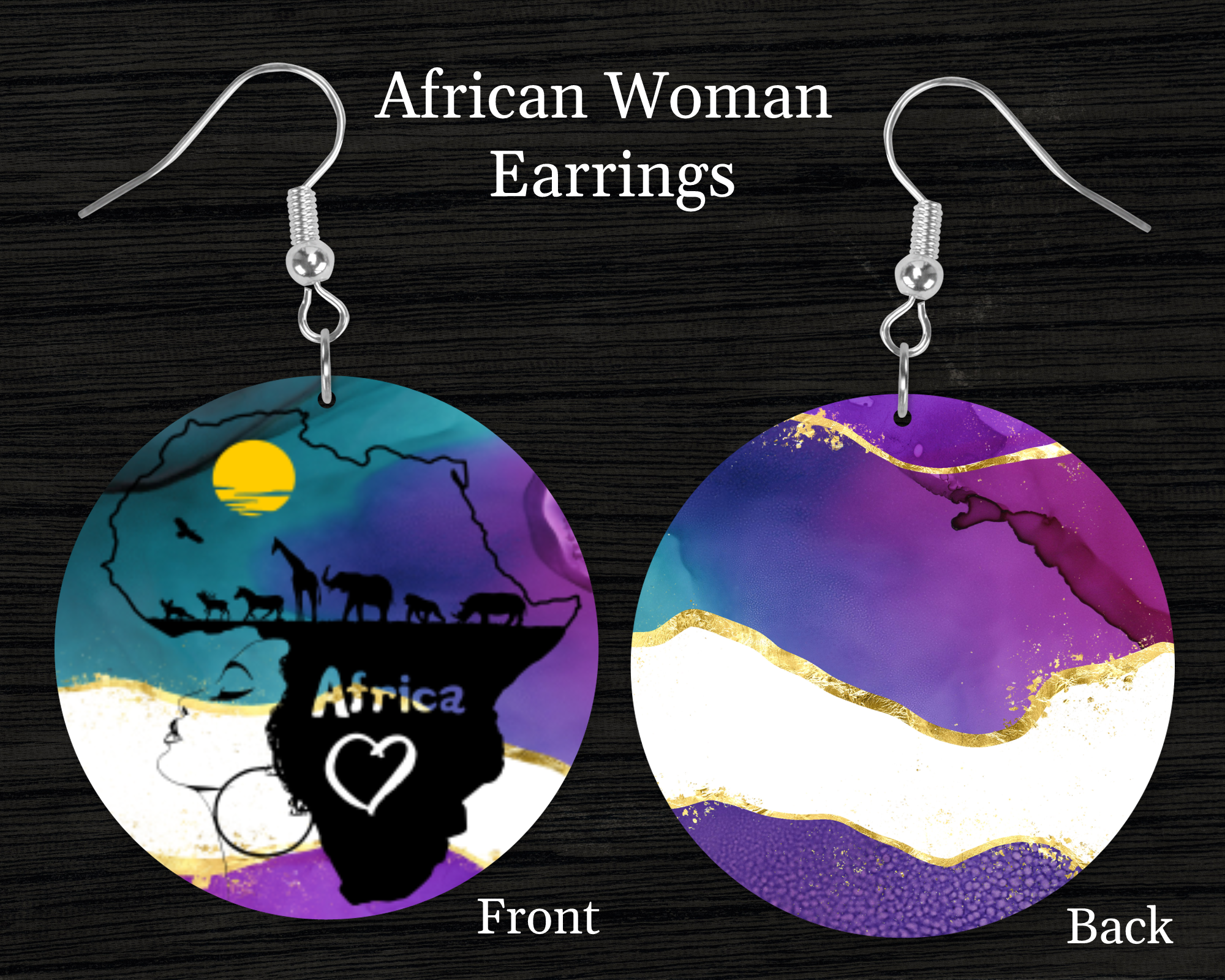 Colorful African Woman Statement Earrings