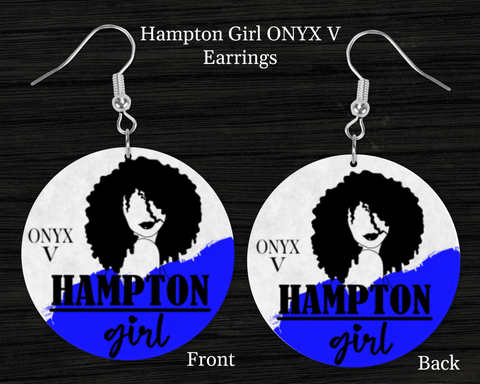 2.5" Afro Girl Hampton Onyx V Earrings | Accessories | Gift for Her | HBCU