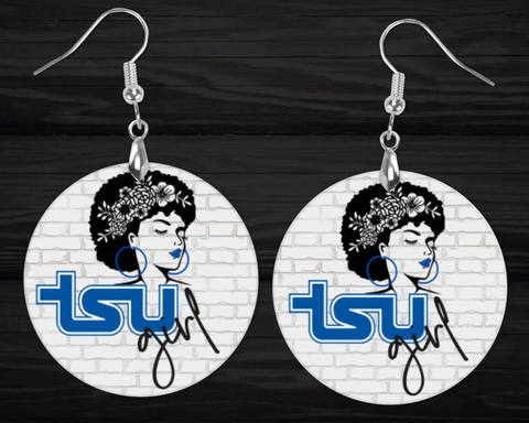 2.5" 'TSU Girl’ HBCU Collection Flower Girl Afro Statement Earrings