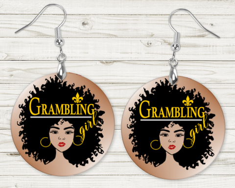 2.5" 'Grambling Girl’ HBCU Collection Afro Statement Earrings