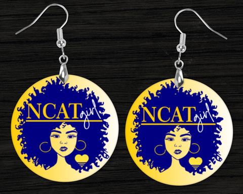 2.5" 'NCAT Girl’ HBCU Collection Afro Statement Earrings | Aggie Pride