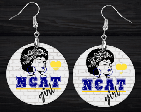 2.5" 'NCAT Girl’ HBCU Collection Flower Girl Afro Statement Earrings | Aggie Pride