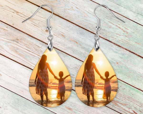 Custom Personalized Double Sided Teardrop Earrings with Memories | Sublimation