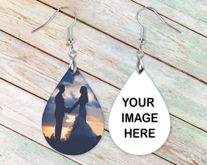 Custom Personalized Double Sided Teardrop Earrings with Memories | Sublimation