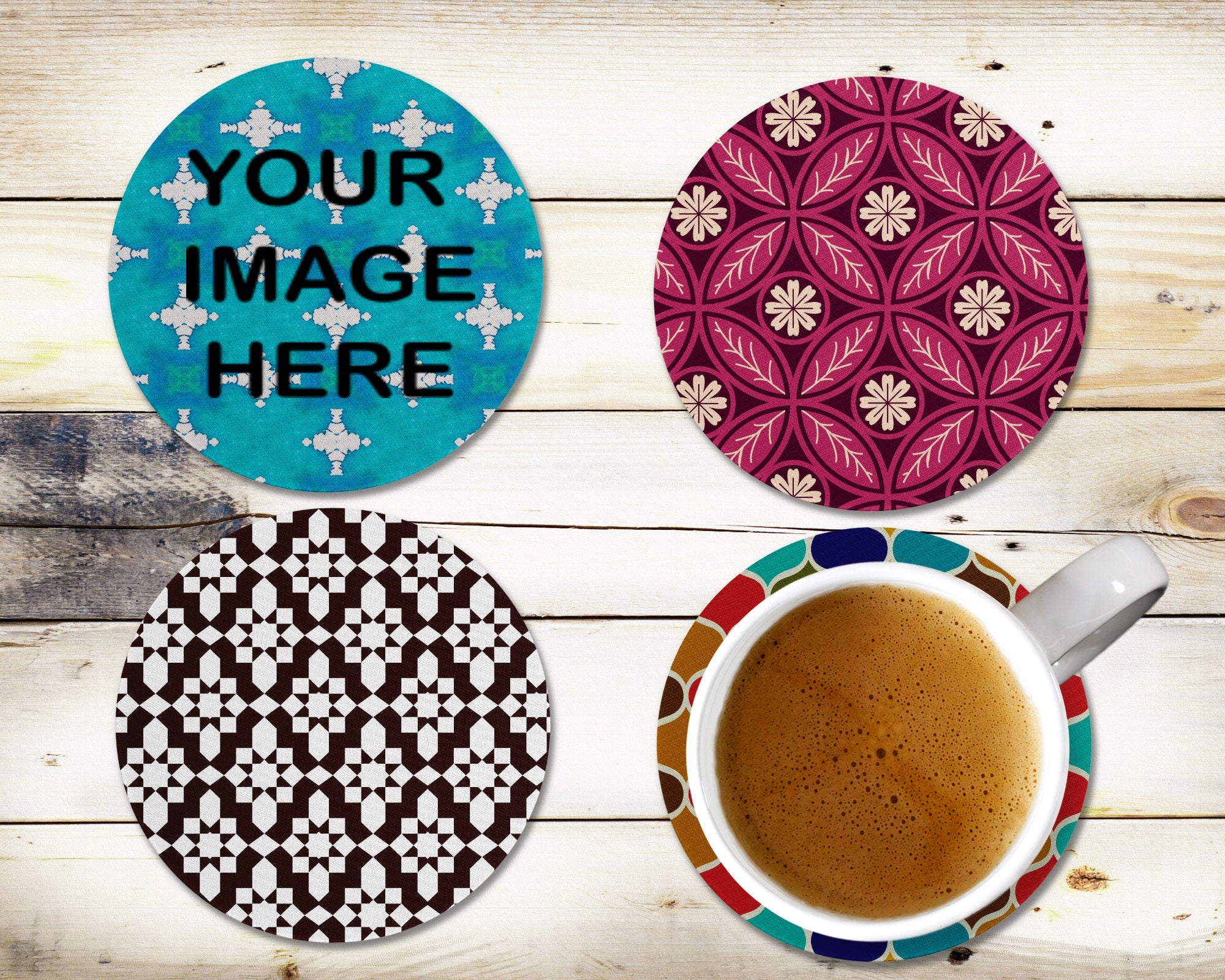 4 pc. Customized Cup Coaster Set | Home Decor | Drink Accessories | Kitchen | Personalized Coasters | Drinking