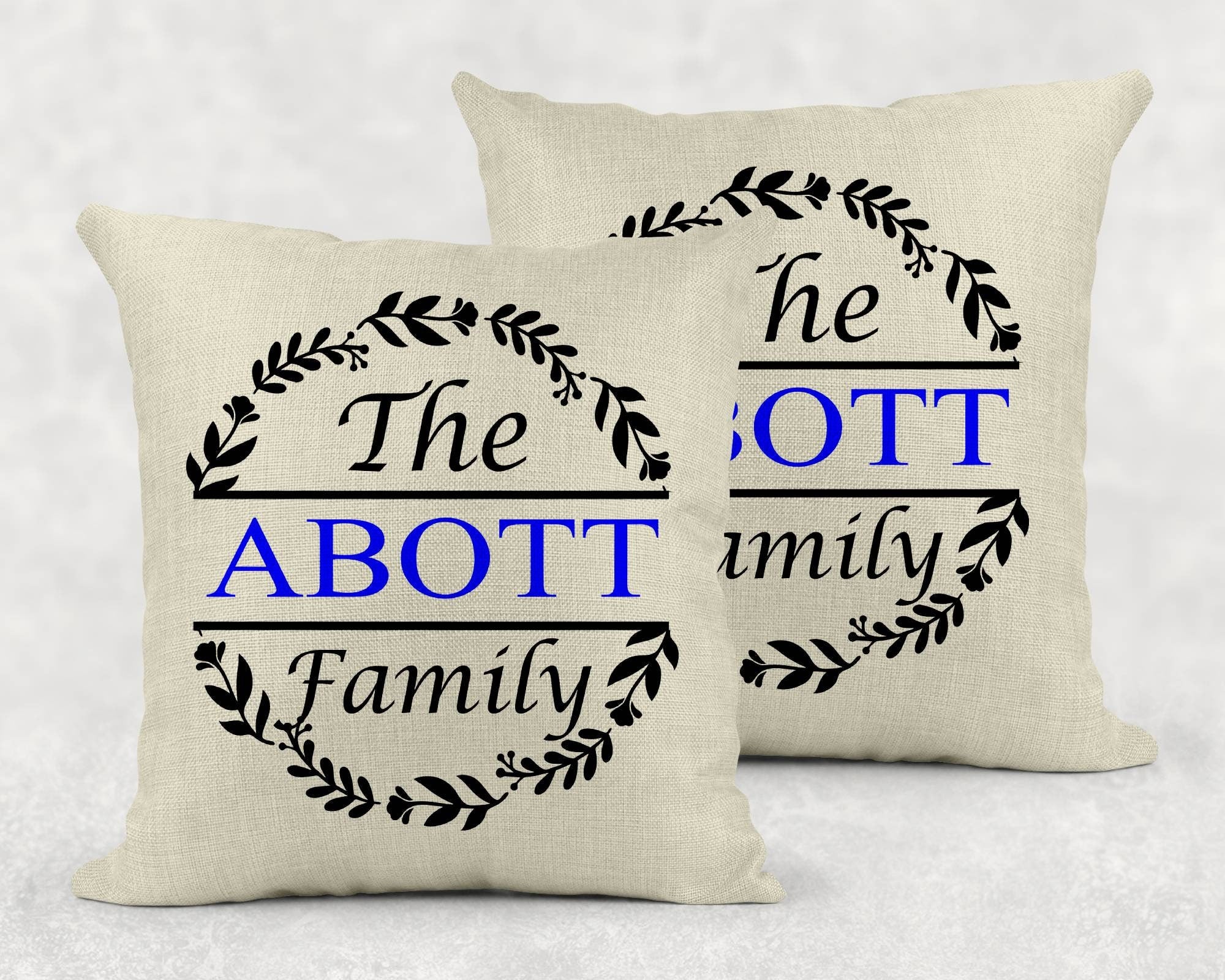 1 Simple Personalized Monogram Family Name Pillowcase | Decor |  Family | Custom Gift