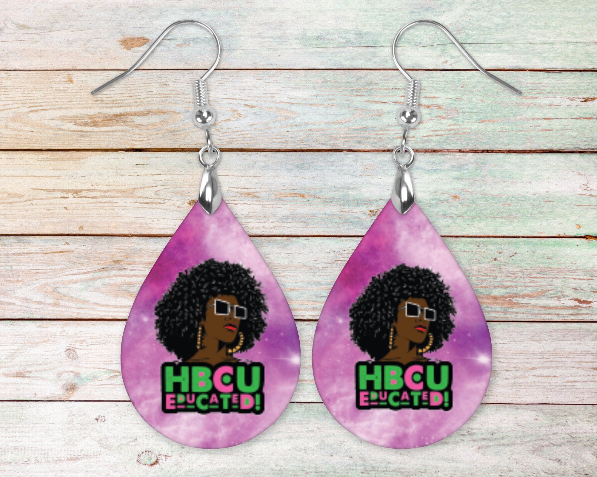 HBCU Education Sublimated Earrings | Boho Chic | HBCU | Wood and Acrylic Teardrop Earrings | Gift for Her