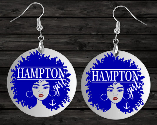 Hampton Girl w/Afro HU Homecoming Earrings - School Spirit, HBCU Jewelry