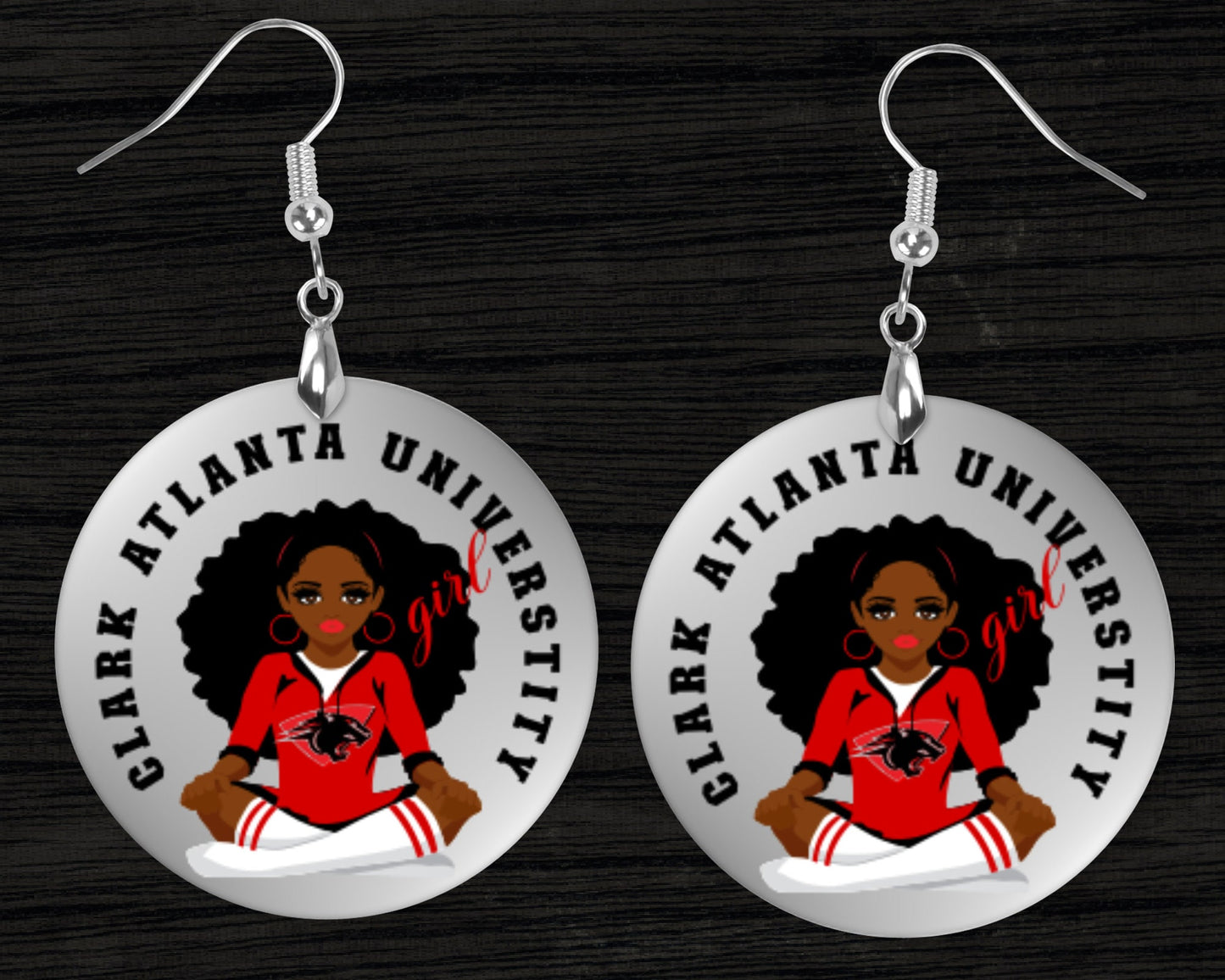 Clark Atlanta University Girl Circular Dangle Earrings | Gift | HBCU | AUC | CAU | University