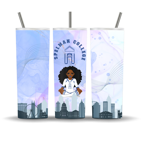 20oz Spelman Skinny Tumbler with Plastic Straw | HBCU | Drinkware | Gift for Her